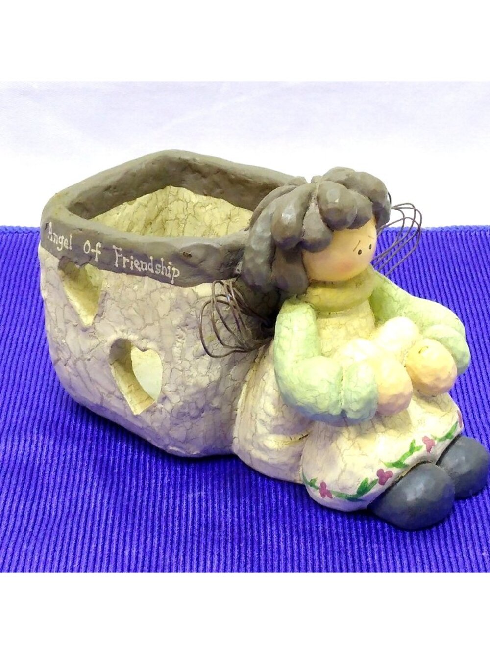 Crazy Mountain Angel Of Friendship Ceramic Candle Planter Holder Figurine RARE